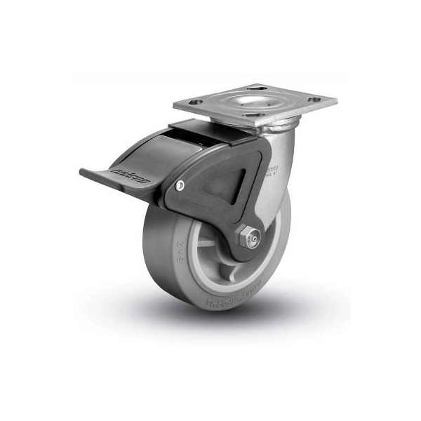 4 Series Swivel Plate Caster Rubber Total Lock Brake 4" Dia. 400 Lb.
